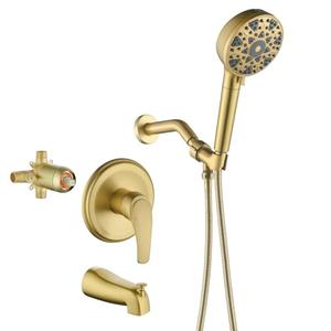 Brushed Gold Shower Faucet Set with Tub Spout Tub and Shower Faucet Set Complete with Handheld Shower Head Shower Combo Set Shower System with Tub Spout Tub and Shower Trim Kit