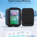 BEICHEN Mini Fridge, 4 Liter/6 Can Portable Refrigerator for Bedroom Office Dorm Car Fast Cooling, Low Noise, 100-125V AC/5-12V USB Small Compact Refrigerator for Skincare, Food, Drinks(Black)