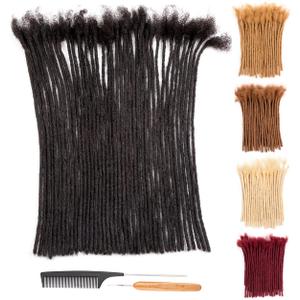 DAIXI 0.4cm and 0.6 0.8cm Thickness Options 18 Inch 10 Strands 100% Real Permanent Loc Extensions Human Hair Full Handmade Human Hair Dreadlock Extensions for Man/Women/Kids