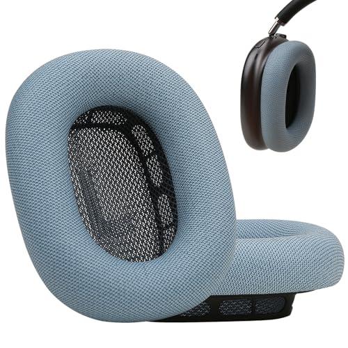 Laselan Upgraded Silicone Ear Cushions for AirPods Max Headphones 2024, Protein Leather Covered Ear Pads with Silicone & Memory Foam and Magnet (Blue)