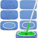 6-Pack Reusable Microfiber Mop Pads Compatible with Swiffer Sweeper, Dry & Wet Sweeping Cloths - Washable Wet Pads Refill for Multi-Surface/Hardwood Floor Cleaning -Blue