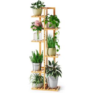 ROSSNY 48 Inch Talll Plant Stand Indoor, 6 Tier 7 Potted Bamboo Plant Stands for Indoor Plants, Corner Plant Stand, Plant Shelf For Indoor, Tiered Plant Stands, Indoor Plant Holder, Natural