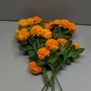 36 Pcs Artificial Flowers Chrysanthemum Ball Flower Orange Fake Silk with Stems Ball Bouquet Fake Mums Floral for Mexican Day Home Decor Table Centerpiece Parties