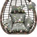 Waterproof Floral Blue Pink Hanging Egg Chair Pad for Garden Patio, 49"L x 49"W