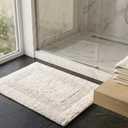 KEMA Bathroom Rugs 17"x24", Cotton Reversible Bath Mat for Bathroom Ultra Soft Plush Bath Rugs Water Absorbent Quick Dry Thick Floor Mats for Shower, Restroom, Bedroom, Kitchen (White)