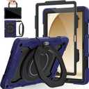 ROISKIN Case for Galaxy Tab A9 Plus 5G/ A9+ 11 Inch with HD Screen Protector & Shoulder Strap,Heavy Duty Military Case for Samsung Galaxy A9 Plus SM-X210/X216/X218 - Rotating Stand for Kids (Navy Blue)