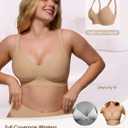As Fairy Womens Seamless Wireless Comfort Bra with Soft Support No Underwire Push Up T-Shirt Bra Dark Skin 38DD