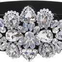 Elastic Rhinestone Belts for Women-Crystal Wide Stretchy Belts for Dress, Cinturones para Mujer, Black