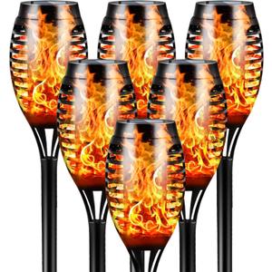 Otdair Solar Lights Outdoor Waterproof, 12LED Torches for Outside with Flickering Flame, Solar Torch Lights Outdoor Flickering Flame for Garden, Patio, Yard, Pathway, 6 Pack