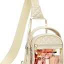 Vorspack Clear Bag for Stadium Events - Crossbody Bag for Women Clear Stadium Bag for Concerts Sports Festivals (Medium, Beige)
