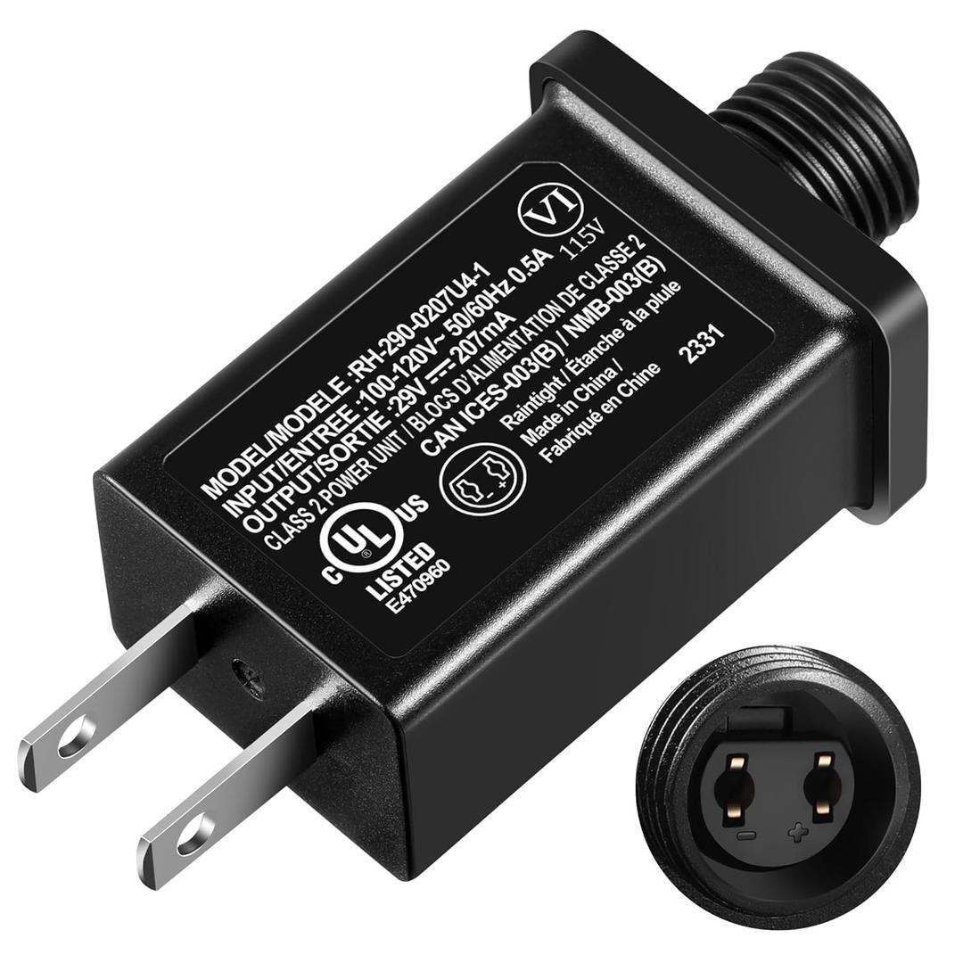 Feekoon 1 Pack Class 2 LED Power Supply 29V 6W Transformer, Waterproof IP44 US Plug Adapter, Seasonal Use LED Driver, Low Voltage for Christmas Tree Lighting, Holiday String Light Indoor