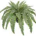 Artificial Fern Plants in Pot 34.6" Large Artificial Boston Fern 39 Leaves for Outdoors & Indoor Faux Potted Plant Fake Ferns Bush Plant for Patio Garden Farmhouse Porch Home Decor Dusty Green