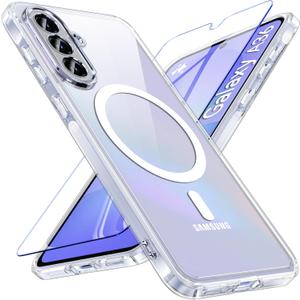 Fin2feel for Samsung Galaxy A36 5G Case Magnetic, Galaxy A36 Phone Case with Screen Protector [Compatible with MagSafe], Matte Back Slim Shockproof Protective Case for Samsung Galaxy A36, Clear