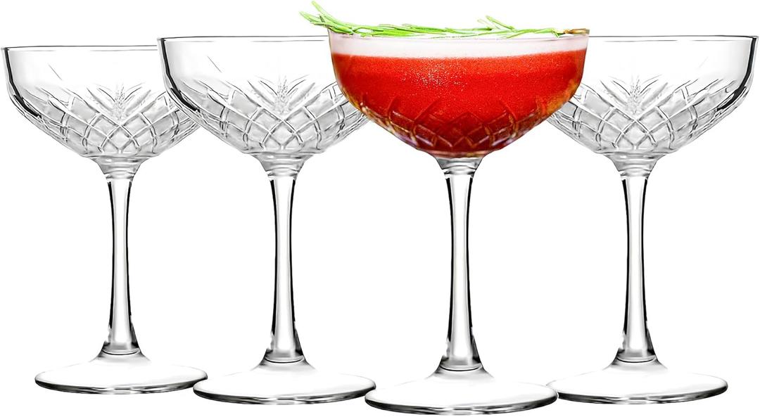 Martini Glasses Set of 4 - Coupe Glasses 8 Oz - Stemmed Martini Glasses - Elegant Cocktail Glasses for Parties, Gifts, Housewarming, Weddings, Aniversary 250 ml