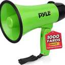 Pyle Compact 20-Watt Megaphone Speaker with Microphone, Siren, Bullhorn - Battery Operated, Foldable Handle, 2 Modes, 1000 Yards Range - Perfect for Cheerleading, Police, Football, and more - Green