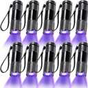 Roceei 10 Pieces UV Blacklight Flashlights, LED Light, Handheld, Mini Light Torch Detector, Portable UV Flashlight Torch for Pets Stains Urine (Purple Light)