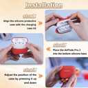 2 x MILPROX Compatible for AirPods Pro 3 Silicone Case 2025 - Soft Protective Skin Cover with Carabiner/Lanyard for Women Girls Men, Front LED Visible, Girly Smooth Design for Shockproof Case - Red