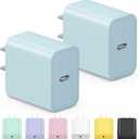 5 x USB C Charger Block iPhone Charger Block Type C Charger 2-Pack iPhone 15 Charger Block for iPhone 15/15 Plus/15 Pro/15 Pro Max/iPhone 14/14 Pro Max/13/12 Pro Max/11 Pro/Max/iPad Pro and Samsung(Blue)