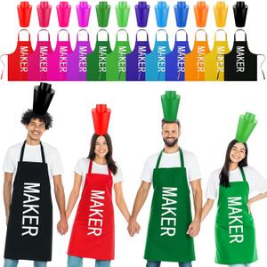 Toulite 12 Sets Halloween Group Costumes for Teacher Adults Colorful Marker Aprons and DIY Cone Hats Halloween Marker Costumes Aprons Cardstock Hat Funny Outfit for School Themed Events