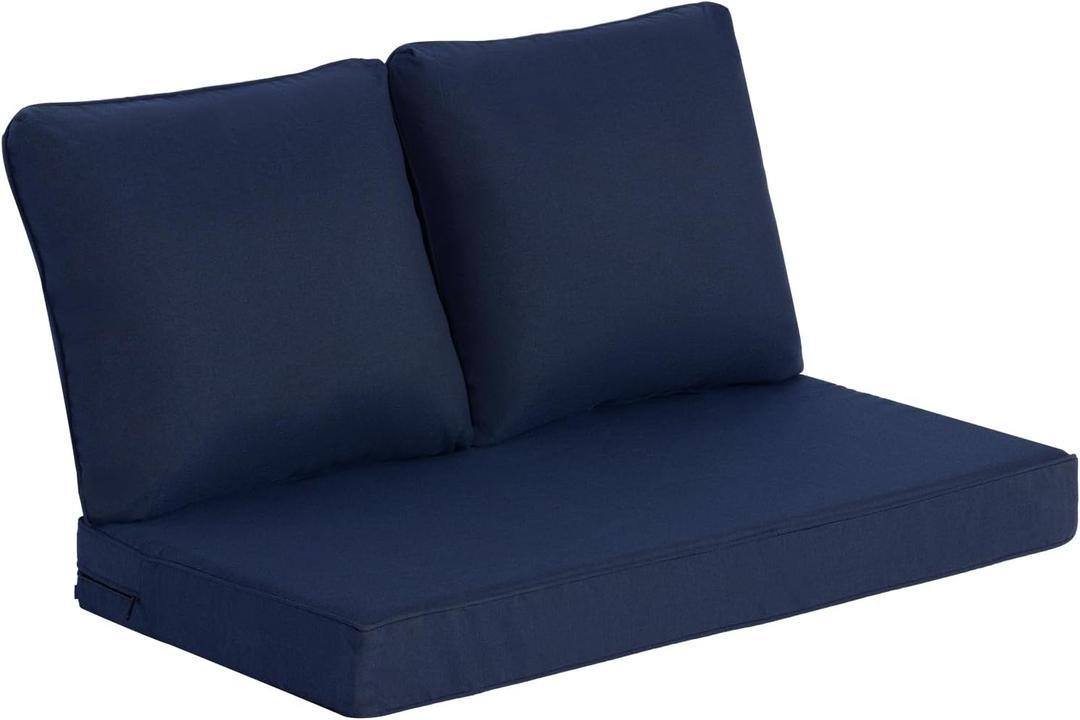 Goodgoods 48 x 24 Outdoor Loveseat Cushion Set, 1000+Hours Fade-Resistant & Water-Resistant Outdoor Furniture Chair Cushions with 30D High-Resilience Foam for Couch, Bench, and Swing, Midnight, 48 X 24 X 5.1 Inches