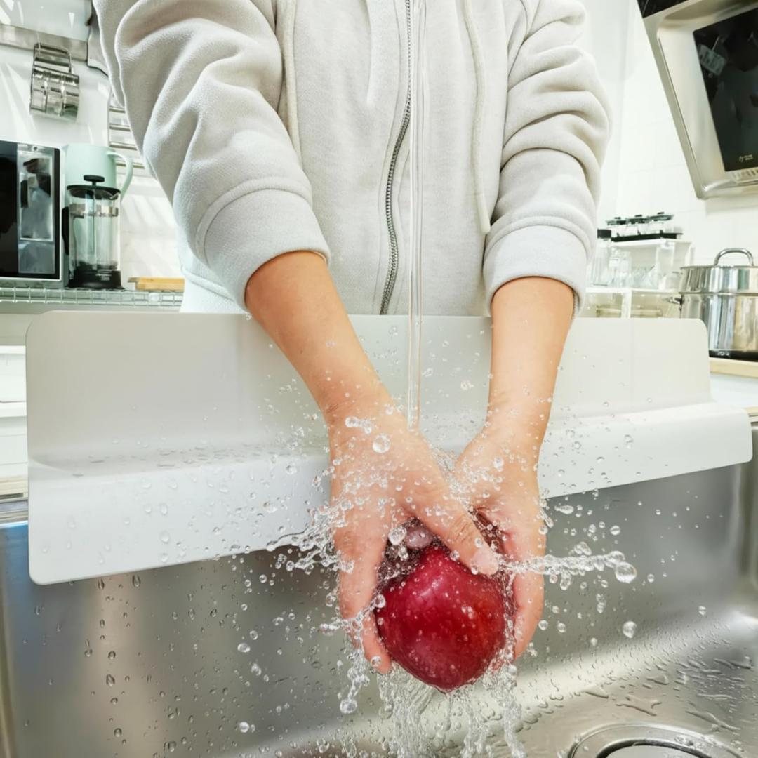 Sink Splash Guard for Kitchen, Splatter Screen & Silicone Water Guard with High Wall, Sink Edge Protector and Backsplash Guard, Easy to Install and Clean for Faucet and Countertop Area(Cream, 23")