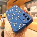3 x for Samsung Galaxy A13 5G/A04S Phone Case, Fashion Flower Pattern Design Girls Women Liquid Silicone Cover, Slim Shockproof and Scratch-Resistant Soft Case for Samsung A13 - Blue