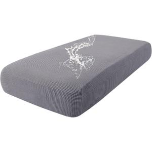 hyha Waterproof Couch Cushion Covers, Washable Sofa Cushion Slipcovers, Thick Stretch Jacquard Fabric, Couch Sofa Covers for Pets with Elastic Bottom (1 Piece for Medium, Middle Grey)