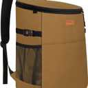 Camping Cooler Backpack 30 45 Cans, Soft Backpack Coolers Insulated Leak Proof Travel Cooler Bag Waterproof Lunch Picnic Beach Work Trip Thermal Bag Drink Beverage Beer Bag Cooler (Khaki Brown)