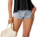 Rooscier Women's Ruffle Strap V Neck Backless Peplum Babydoll Cute Vacation Cami Tops (Black, XL)