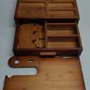 TESLYAR Wood Phone Docking Station with Drawer - Nightstand Organizer - Desk Organizer for Husband - Birthday Gifts for Men, Dad, Anniversary Idea, Key Holder Stand Watch & Accessories (Antique Brown)