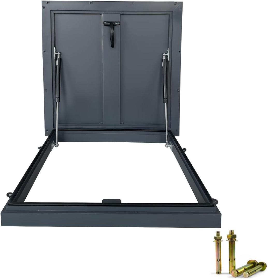 Galvanized Roof Hatch, Skylight Roof Caps Window with Gas Shock Strut, Loft Ventilation Roof Access Hatch Cover Plate, Roof Steel Security Door for Warehouse Attic Cellar (80cm/31.4in)