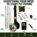 Fly Fishing Rod Combo, 4 Piece 5/6 Portable Fly Rod with Extra Tip, Pre-Loaded Fly Reel with Line Combo,Fly Box, Flies, Fly Fishing Complete Starter Package