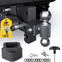 MIKKUPPA Adjustable Trailer Hitch - Fits 2.5" Receiver, 6" Drop/Rise Heavy Duty Aluminum Tow Hitches for Truck with Dual Ball Mount 2" x 2-5/16" (18,500 LBS GTW) and Anti-Theft Locking Hitch Pins