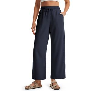 Libin Women's Wide Leg Cotton Linen Pants (Blue, XXL)