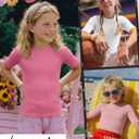 4 Pack Girls Soft Shirts | Short Sleeve, Ribbed, Slim Fit Tops, Crewneck, Cute, Casual, Basic Tee Shirts, Summer, Stretchy, Daily School Wear