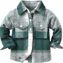 Toddler Baby Boys Plaid Flannel Shirt Long Sleeve Button Down Shirts Fur-Lined Jacket Shirt Winter Fall Tops Clothes (2-3T, Green)