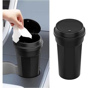 Car Trash Can with Lid, Mini Leakproof Vehicles Garbage Bin for Cup Holder, Multipurpose Automotive Interior Trash Organizers Storage Accessories, Universal for Truck Sedan SUV