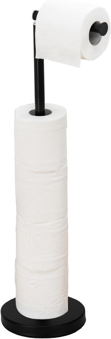 Noonext Toilet Paper Holder Stand for 4 Rolls, Black Matte, Stainless Steel, Modern, Free Standing, Bath