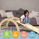 Pikler Triangle Set, 7 in 1 Foldable Climbing Toys Set for Kids, Baby Jungle Gym with Ramp & Arch,Wooden Montessori Climbing Set Indoor for Toddler (Natural)
