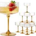 LIYH 20pcs Plastic Martini Glasses Disposable 10 Oz Clear and Gold Plastic Cups Coupe Glasses Cocktail Champagne Tower Perfect for Any Party, Bar, Beverage