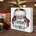 3 x Funny Christmas Vacation Wooden Sign Decor - 'You Serious Clark' Block Sign for Table Shelf - Holiday Decorations 5 x 5 Inch