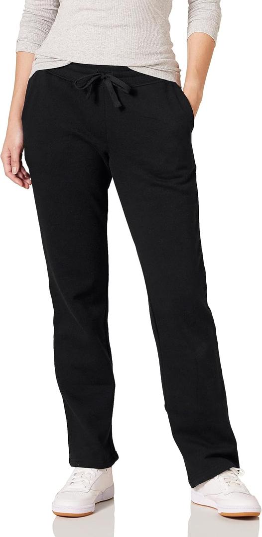 Amazon Essentials Straight Leg Sweatpants with Drawstring for Women, Fleece, (X-Large, Black)
