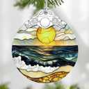 7 x Beach Sunset Stained Glass Ornament, Christmas Ornaments Christmas Tree Decorations, Holiday Decor, Stocking Stuffer, Gift Idea, Summer Vibes Gift, Gifts for Beach Lover, Friend, and Faimly