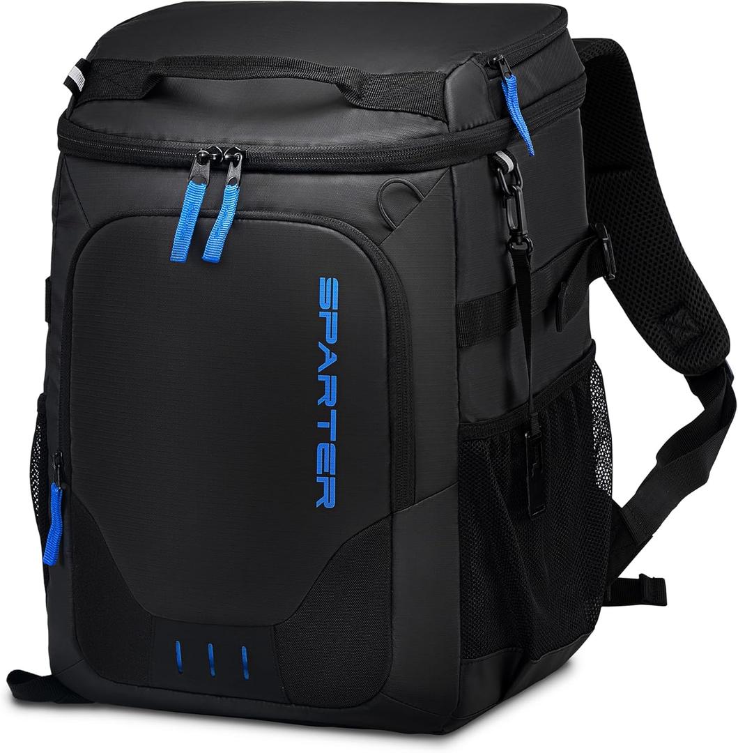 Backpack Cooler Insulated Leak Proof 30/45 Cans, 2 Insulated Compartments Thermal Bag, Portable Lightweight Beach Travel Camping Lunch Backpack for Men and Women (Black)