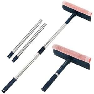 Professional Window Squeegee,2in1 Window Cleaner with 56" Long Stainless Steel Handle,Window Washing Kit, Glass Door Cleaner,MultiUse Car Windshield Cleaning Tool for Gas Station, Glass,Shower