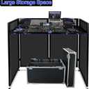 Neoaider DJ Booth Table Station 44"x42"x21", DJ Facade Booth w/Black & White Lighting Scrims, Detachable 40"x20" DJ Table, Carrying Bag, Foldable Metal Frame DJ Booth Panel for Show, Party, Gathering
