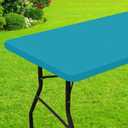 Smiry Rectangle Picnic Table Cloth, Waterproof Elastic Fitted Tablecloths for 5 Foot Tables, Washable Polyester Table Cover for Camping, Indoor and Outdoor (Teal, 36"x60")