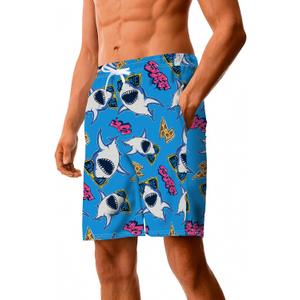 Men's Graphic Shorts Drawstring Waist Beach Hawaiian Athletic Workout Elastic Lightweight Summer Casual Shorts with Pocket, S