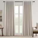 Topfinel Long Linen Curtains 2 Panel Set, Modern Farmhouse Black Out Rustic Curtains for Living Room, Room Darkening Tab Top Noise Reduction Textured Drape Hook&Ring Included