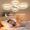 62W Modern LED Ceiling Light,Dimmable Ceiling Lamp Flower Flush Mount Light Fixture with Remote Control for Living Room, Bedroom, Dining Room, Kitchen (Chrome), 31.89Inch